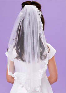 Peridot Girls White Holy Communion Veil:- Mia