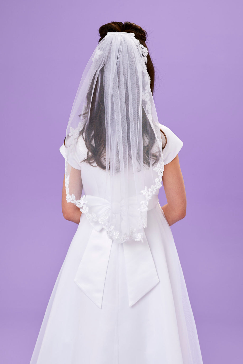 Peridot Girls White Holy Communion Veil:- Mia
