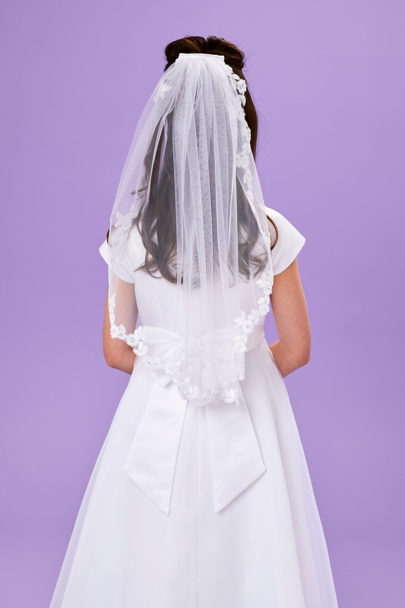 Peridot Girls White Holy Communion Veil:- Mia