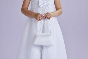 Peridot Girls White Communion Bag:- Charlotte