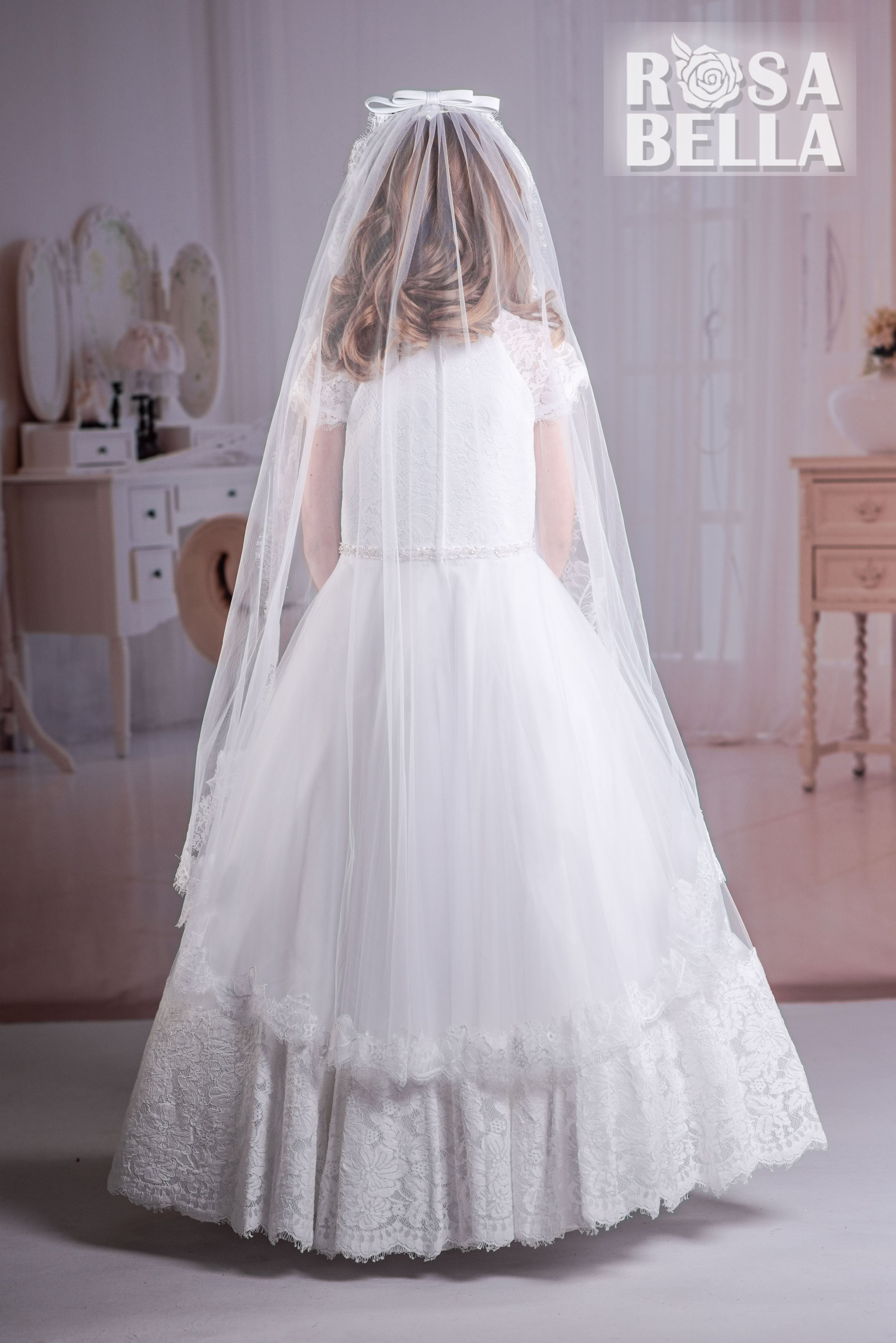 SALE COMMUNION DRESS Rosa Bella By Sweetie Pie Girls White Communion Dress:- RB626 Age 8 & 9