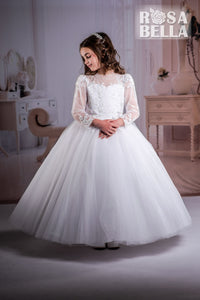 Rosa Bella By Sweetie Pie Girls White Communion Dress:- RB629