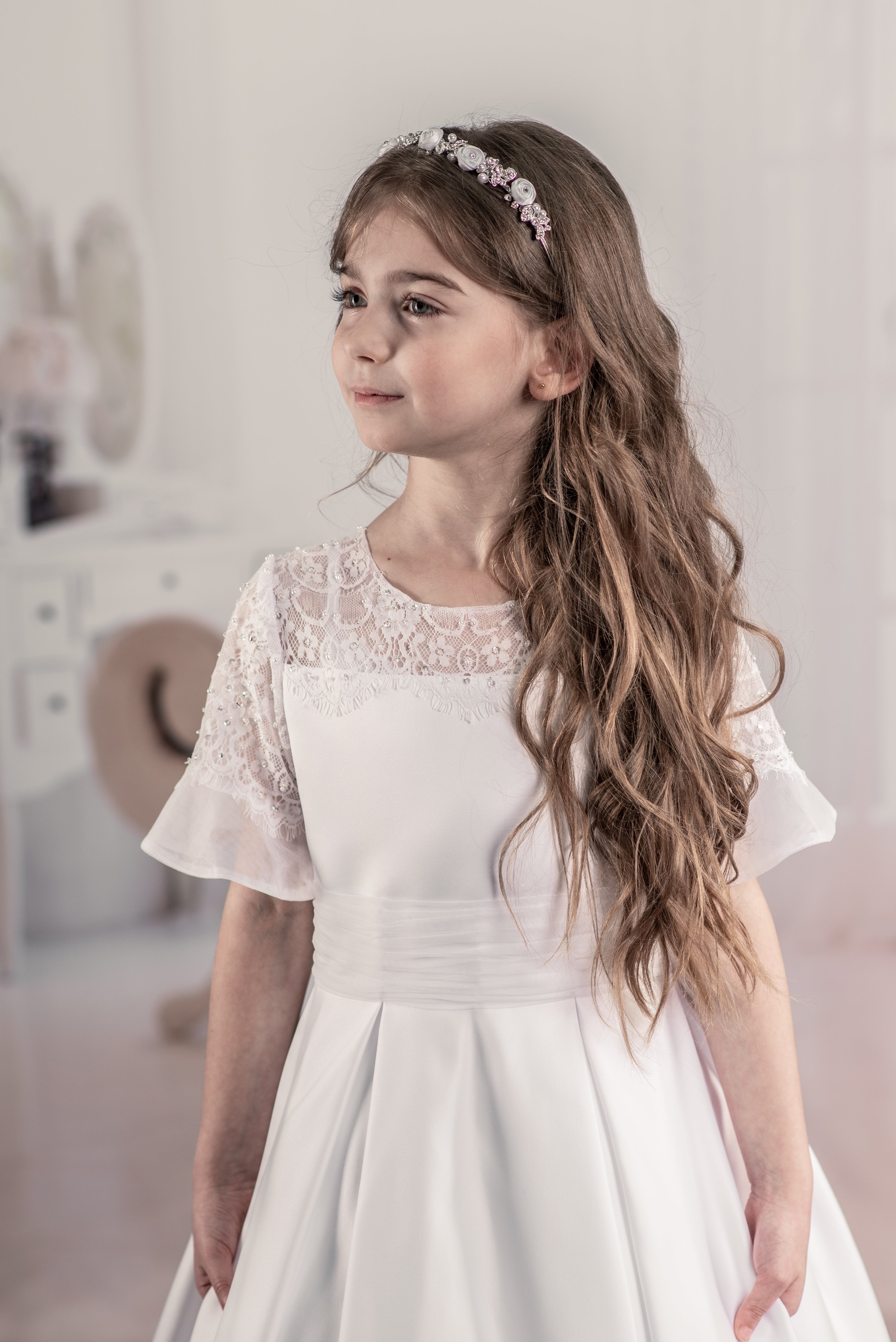SALE COMMUNION DRESS Rosa Bella By Sweetie Pie Girls White Communion Dress:- RB635 AGE 7