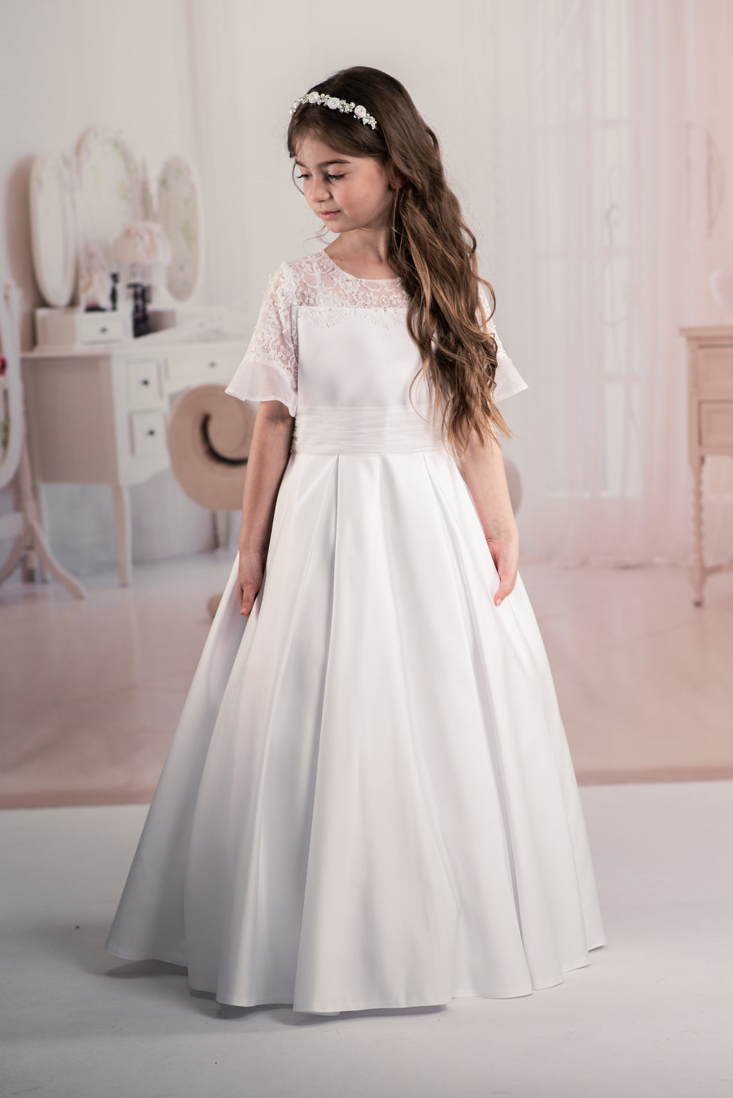 SALE COMMUNION DRESS Rosa Bella By Sweetie Pie Girls White Communion Dress:- RB635 AGE 7