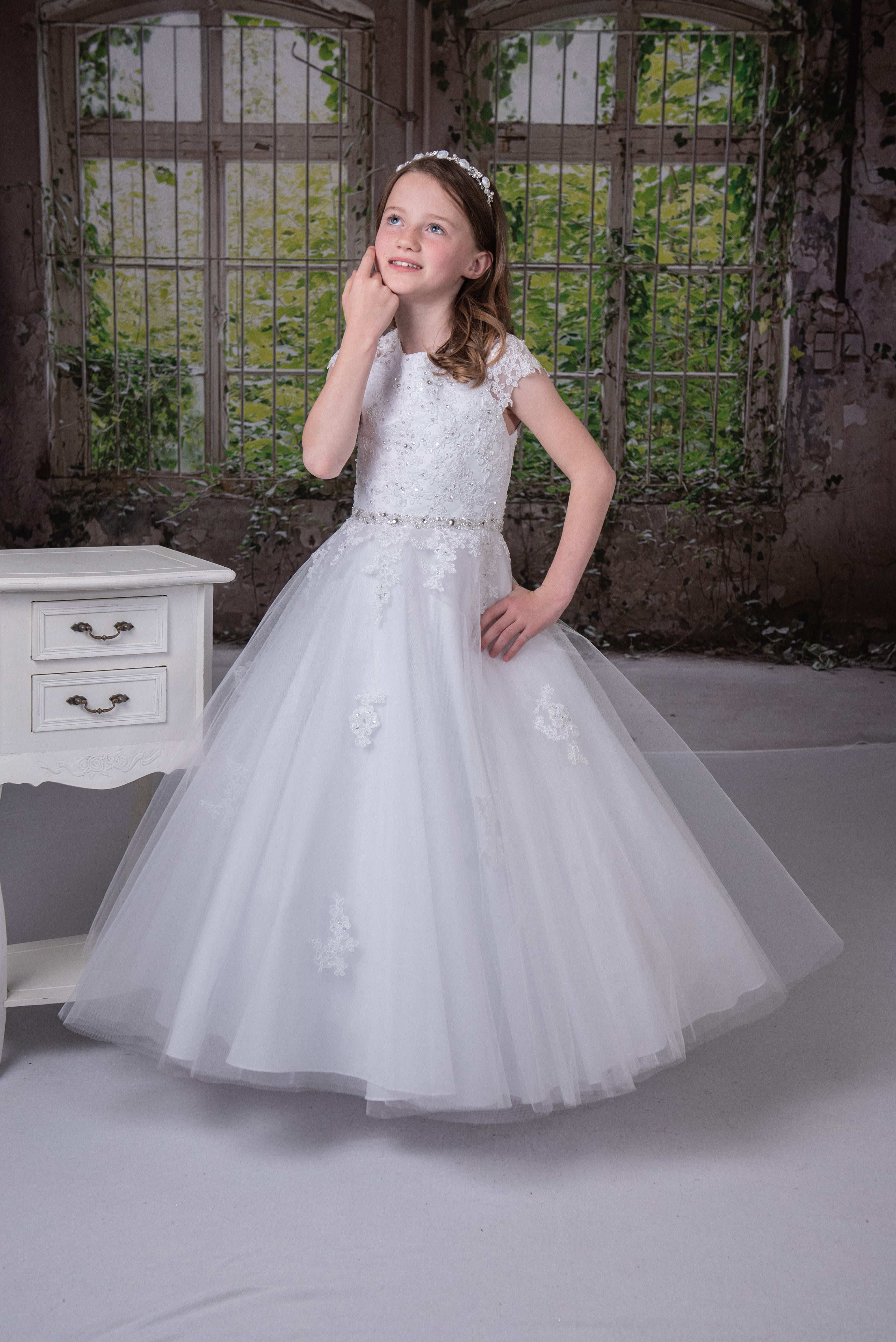Sweetie Pie Girls White Communion Dress:- 3087