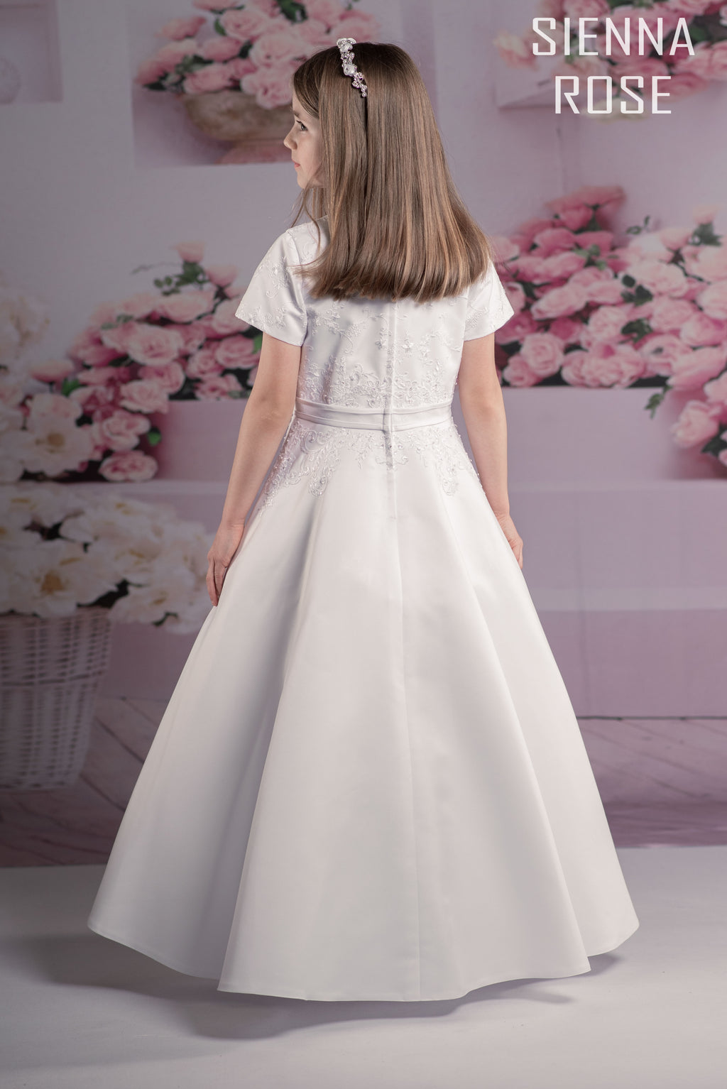 SALE COMMUNION DRESS Sienna Rose By Sweetie Pie Girls White Communion Dress:- SR704 AGE 8 & 9