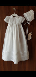 Carmy Christening Gown & Bonnet Unisex - White