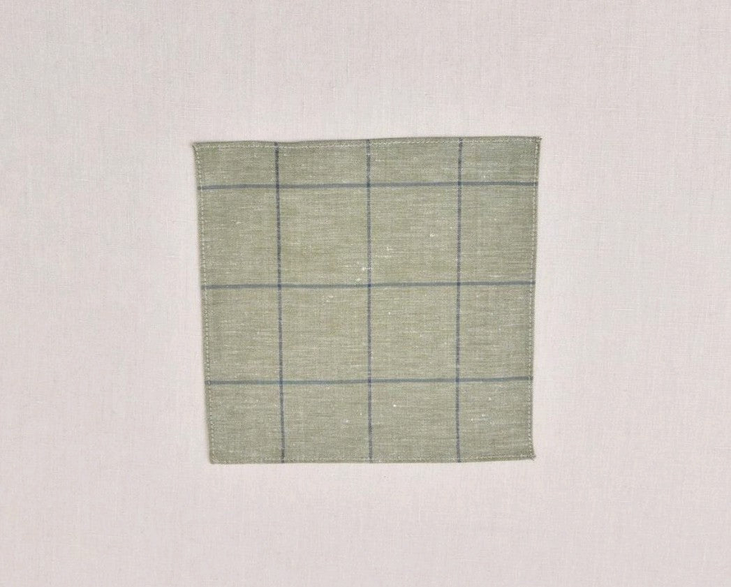 SALE One Varones Boys Pocket Square - Green With Blue Check