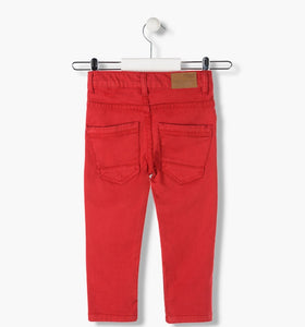 SUMMER SALE Losan Boys Twill Skinny Trousers:Red AGE 12 & 14