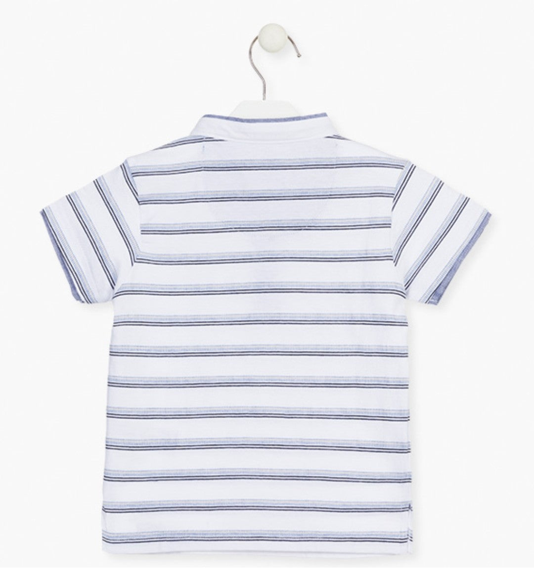 SUMMER SALE Losan Boys Embroidered stripe polo:- White Age 2