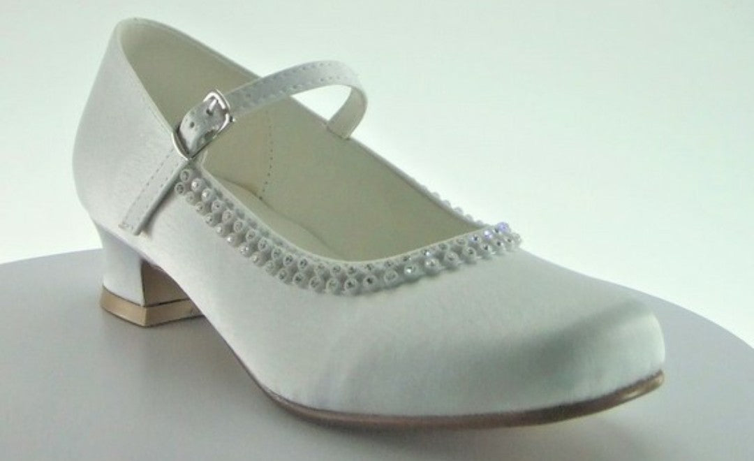Little People Girls White Communion Shoes 4963 Heel