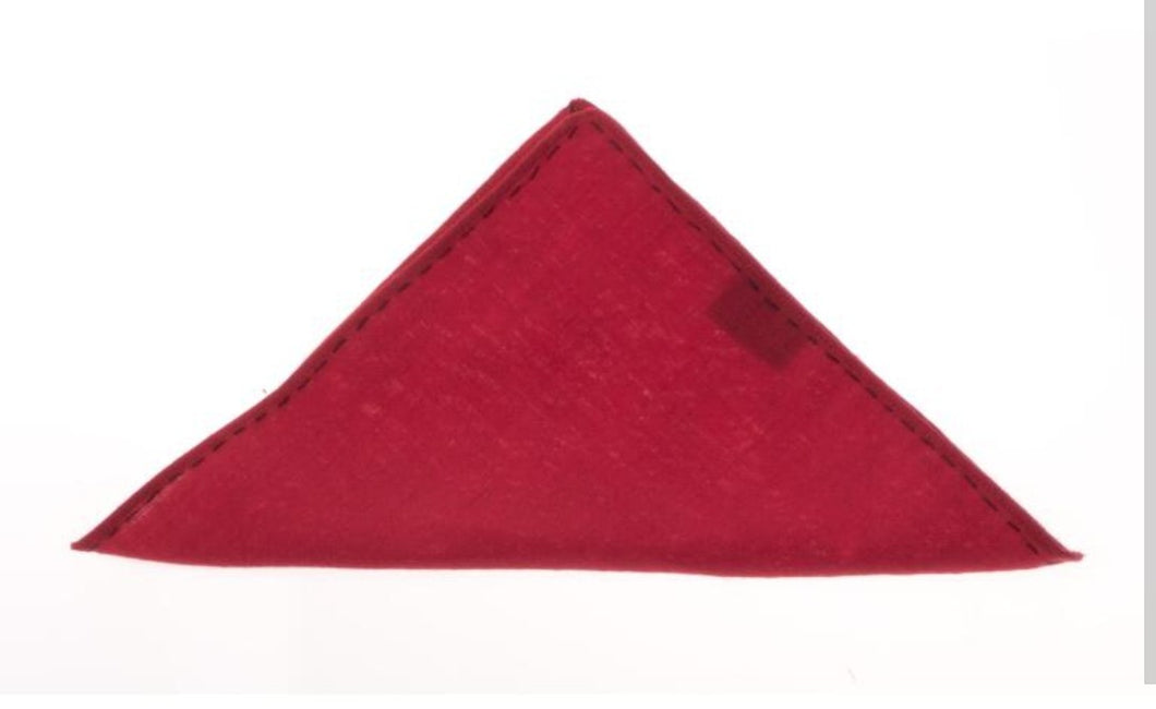 SALE One Varones Boys Pocket Square:- Red With Navy Stitching