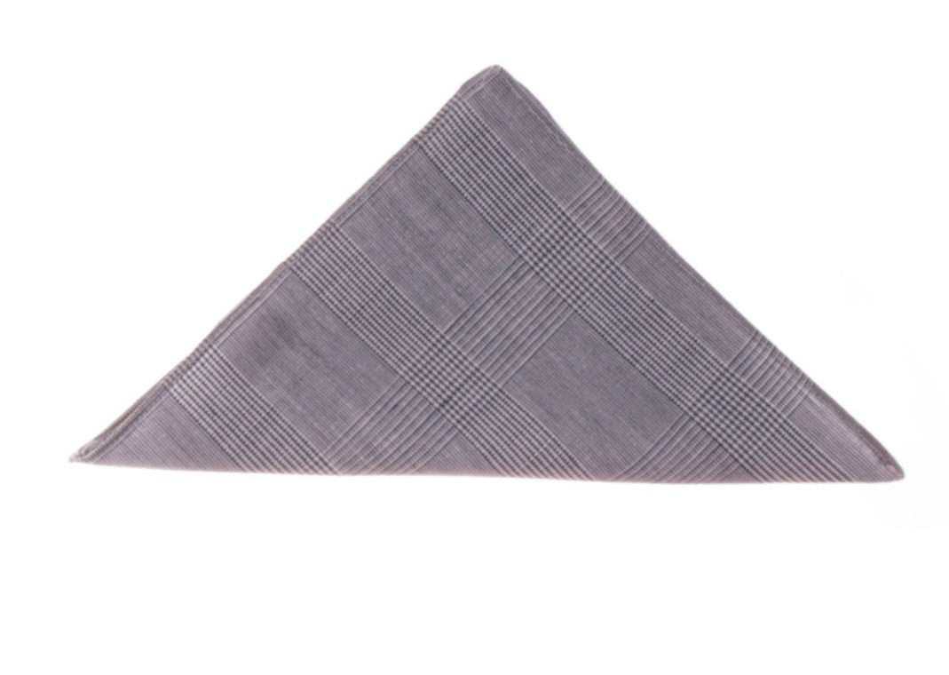 SALE One Varones Boys Grey Check Pocket Square