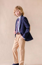 Load image into Gallery viewer, One Varones Boys Navy Cord Style Blazer With Tan Arm Patches LAST ONE AGE 10
