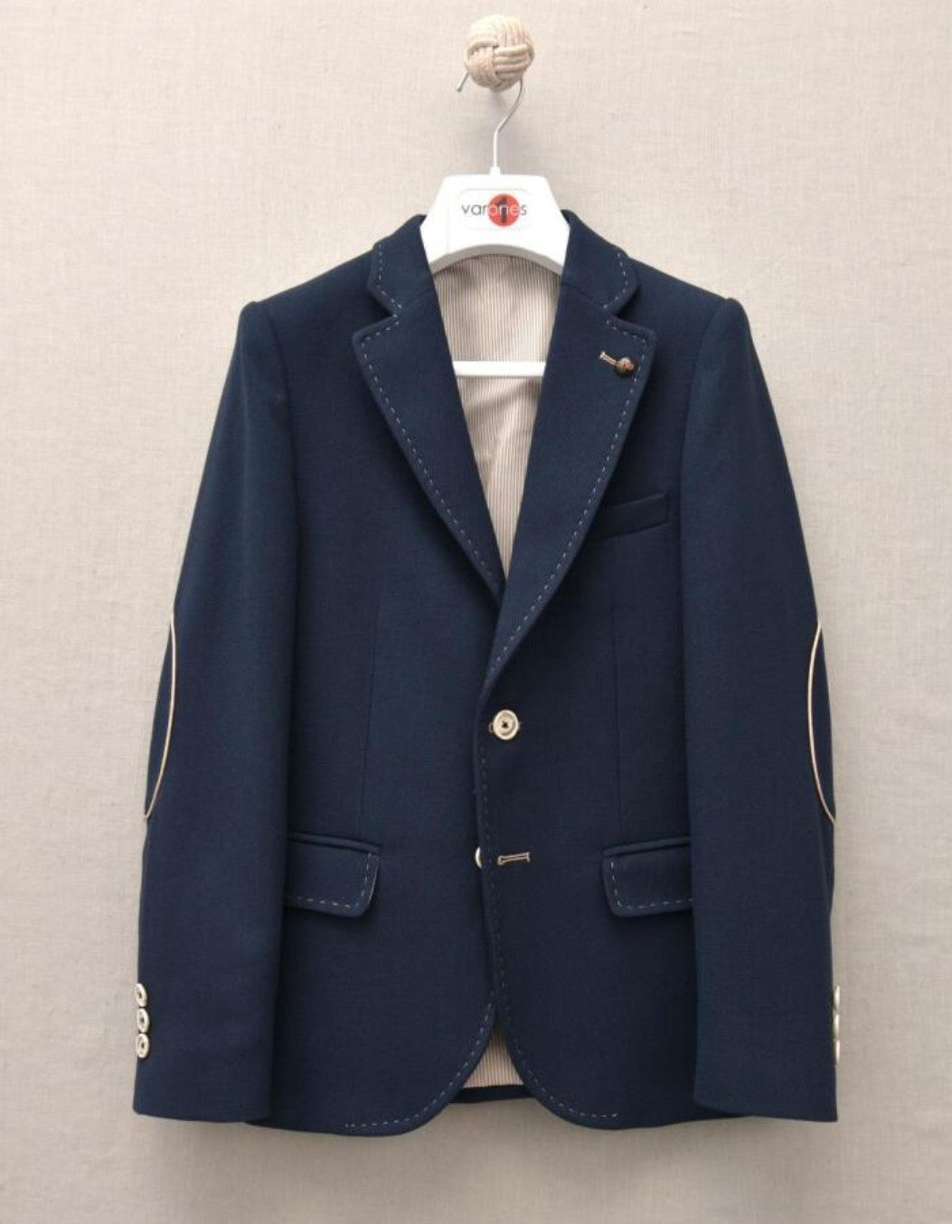 One Varones Boys Navy Blazer With Tan Trim Arm Patches:- 10-04053 78