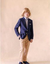 Load image into Gallery viewer, One Varones Boys Navy Blazer With Tan Trim Arm Patches:- 10-04053 78
