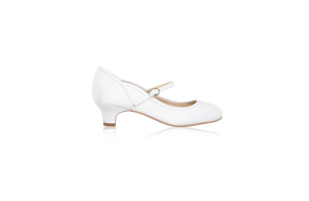 SALE Perfect Bridal White Communion Shoes:- Lara Heel