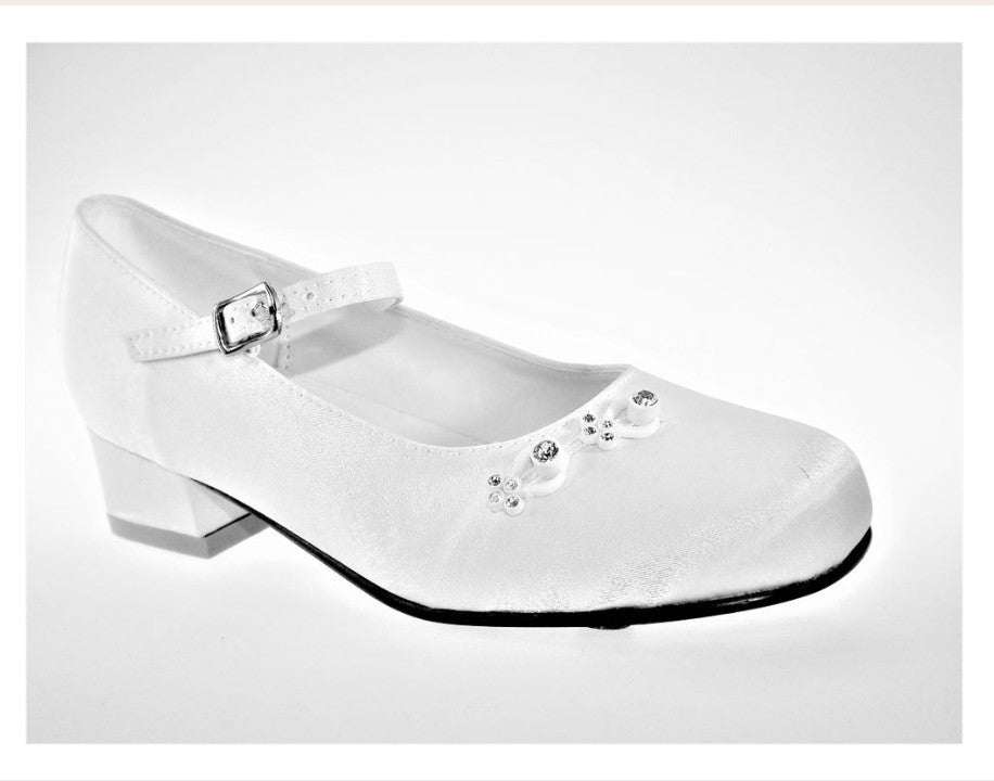 Celebrations Girls White Communion Shoes:- Christine Heel