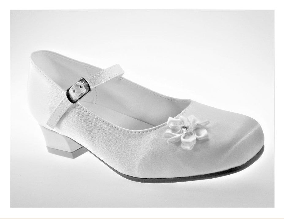 SALE COMMUNION SHOE Celebrations Girls White Communion Shoes:- Lucie Heel
