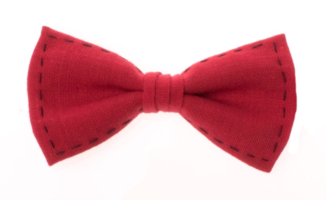 SALE One Varones Boys Red Bow Tie With Navy Stitching