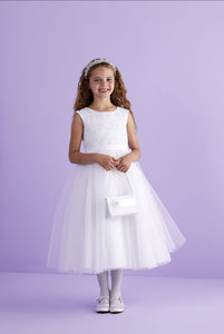 SALE COMMUNION DRESS Peridot Girls White Communion Dress:- Freya AGE 9