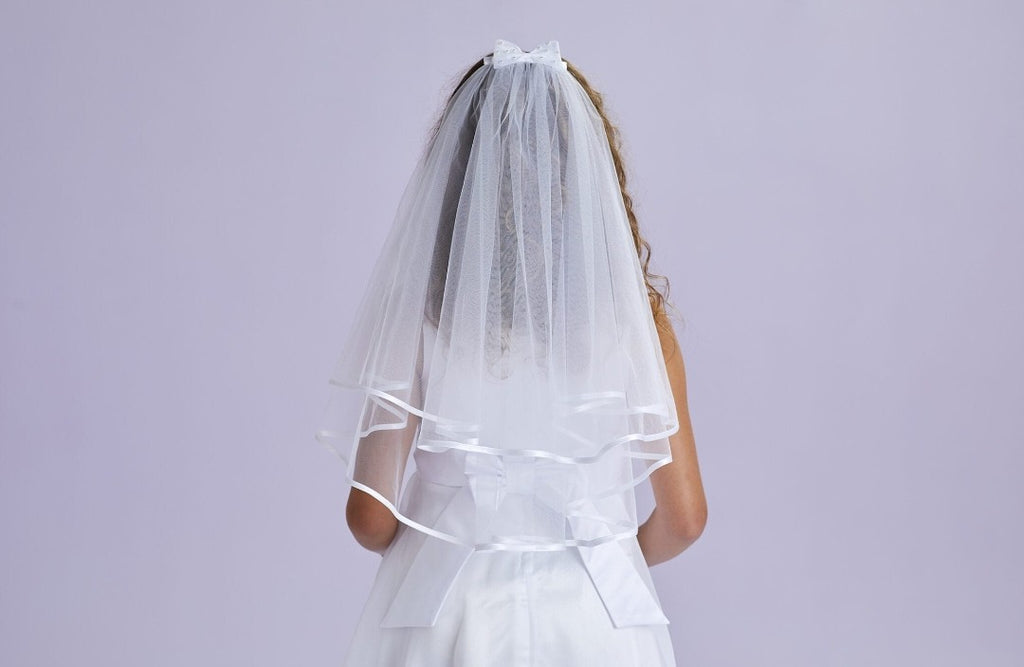 Peridot Girls White Holy Communion Veil:- Leah