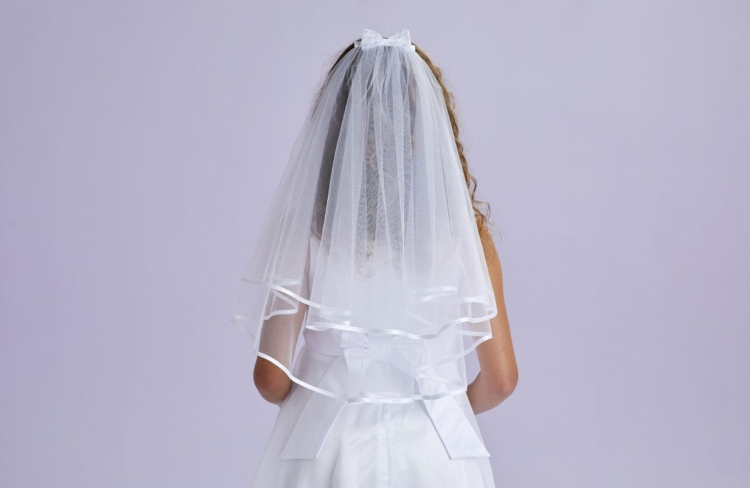 Peridot Girls White Holy Communion Veil:- Leah