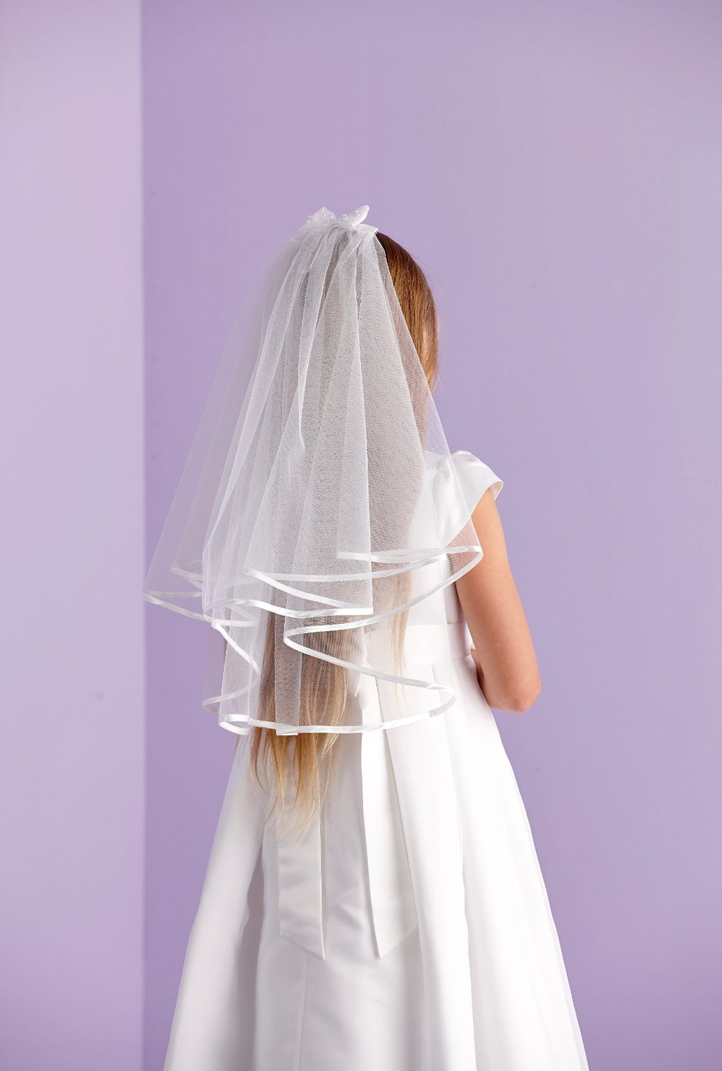 Peridot Girls White Holy Communion Veil:- Leah