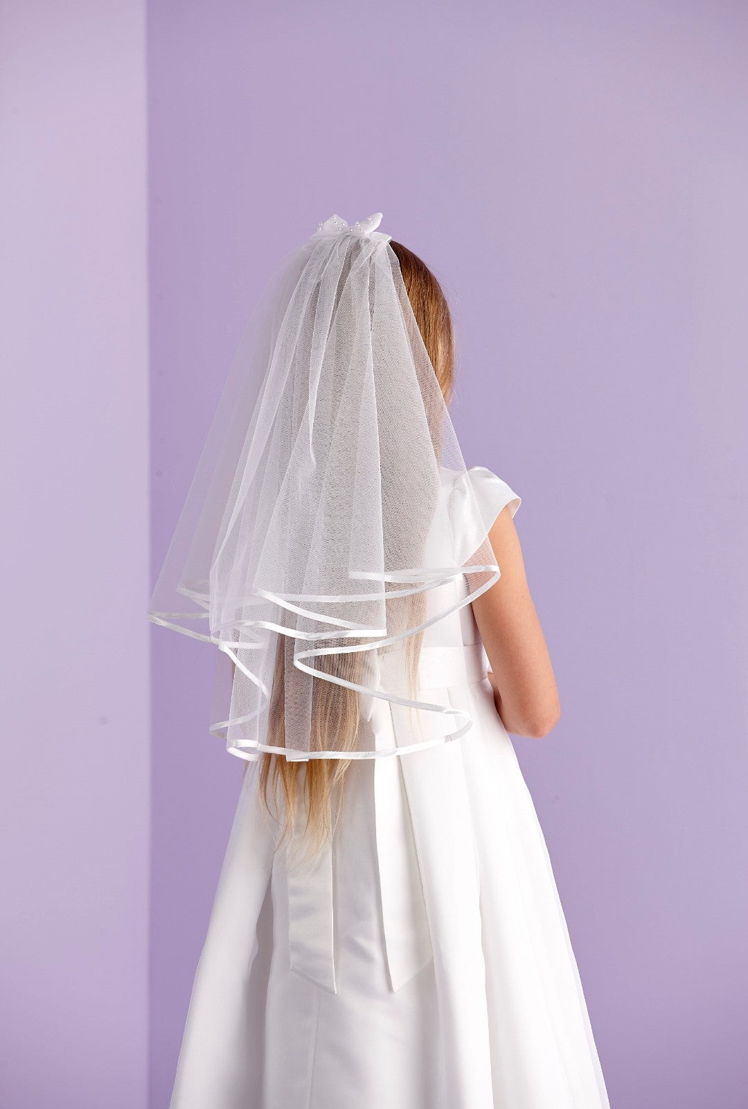 Peridot Girls White Holy Communion Veil:- Leah