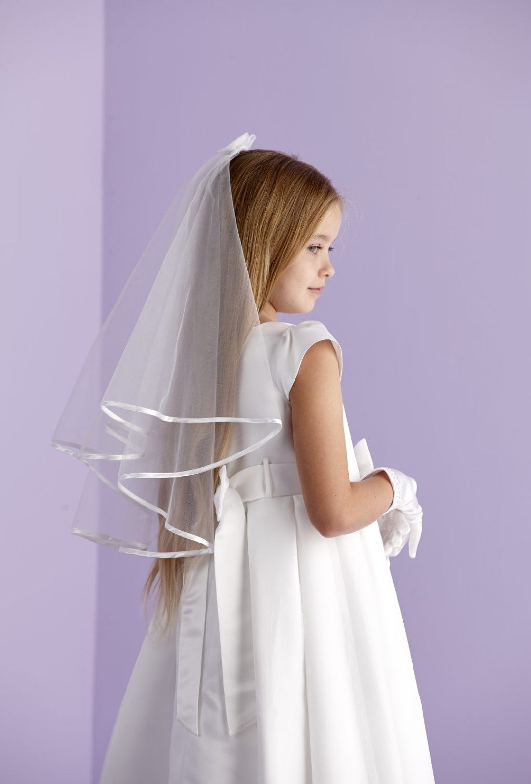 Peridot Girls White Holy Communion Veil:- Leah