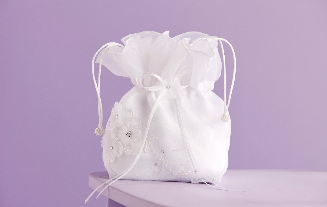 Peridot Girls White Communion Bag:- Lucy