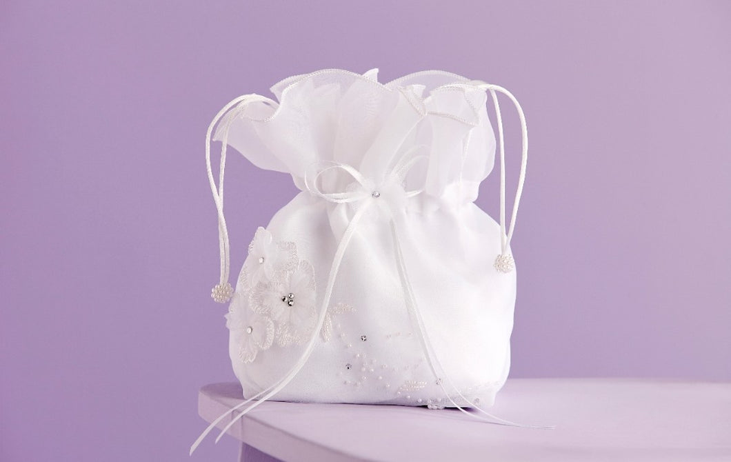 Peridot Girls White Communion Bag:- Lucy