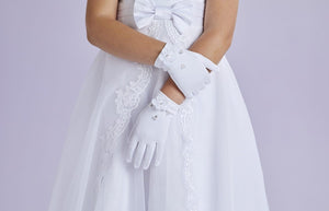 Peridot Girls White Communion Gloves:- Naomi