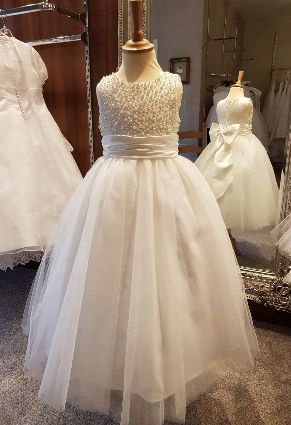 Ivory Pearl Flower Girl Dress