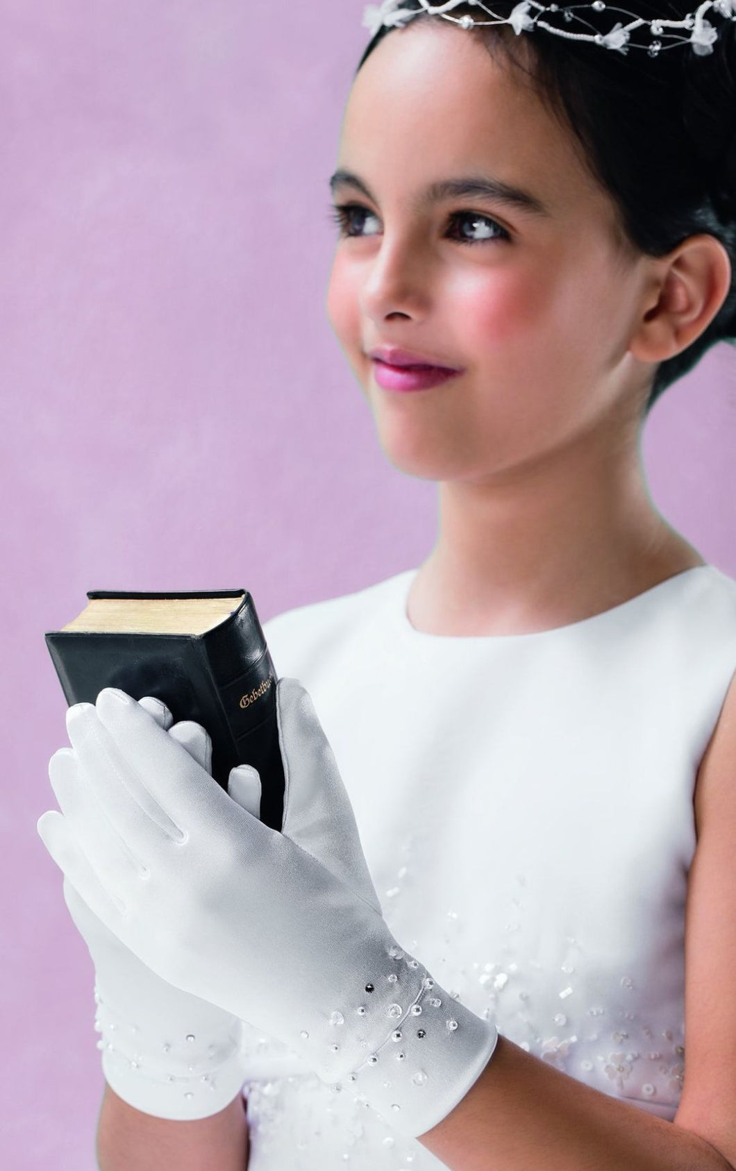Emmerling Girls White Communion Gloves:- 74011 LARGE