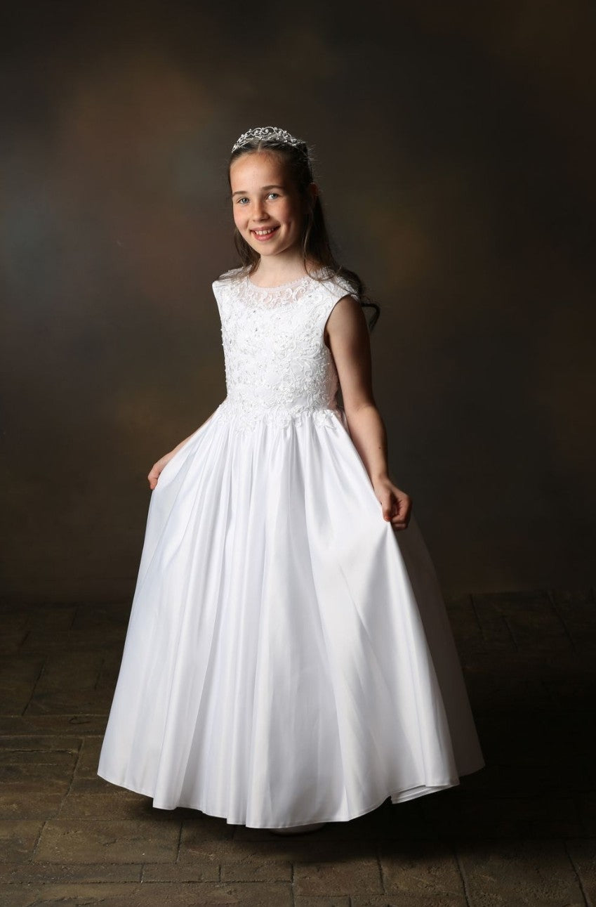 SALE COMMUNION DRESS Little People Girls White Communion Dress:- March 80695 AGE 6