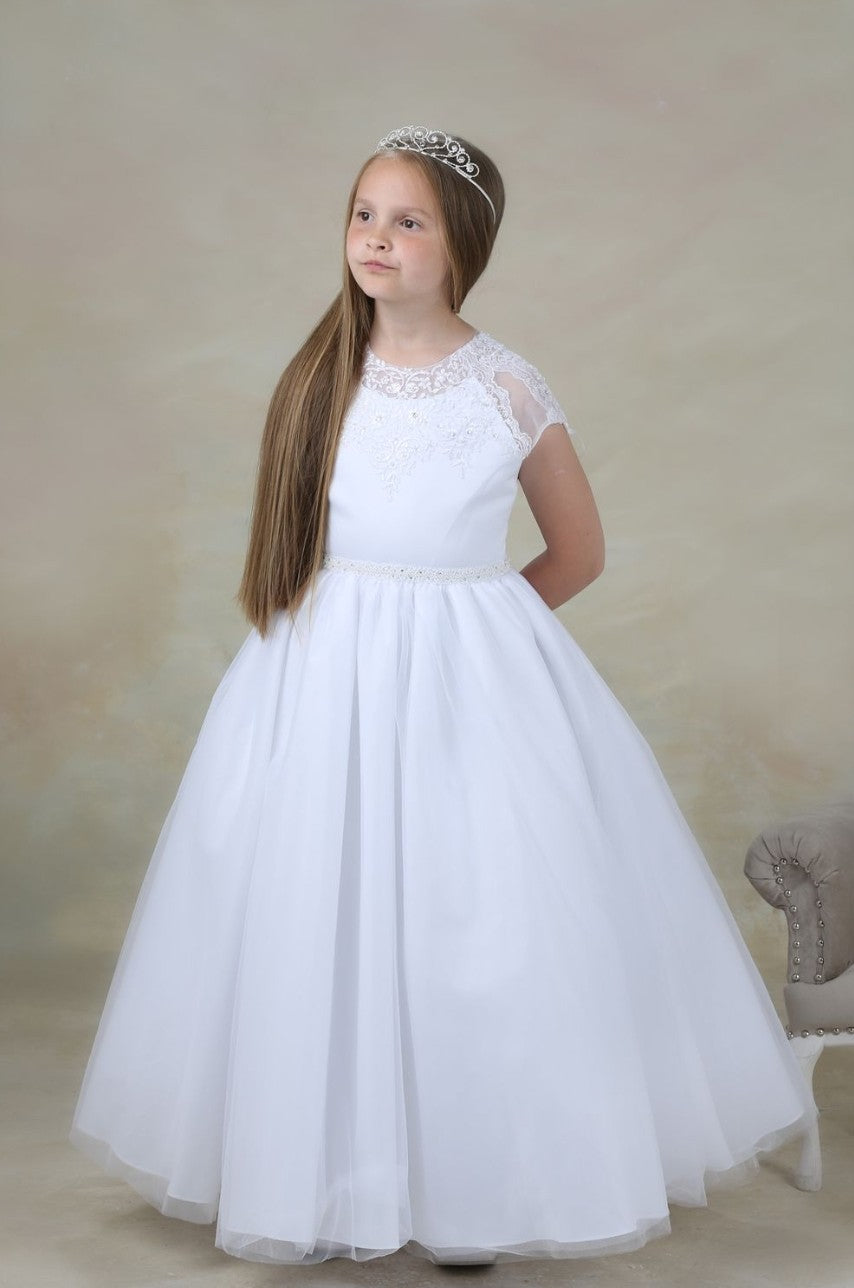 SALE COMMUNION DRESS Celebrations Girls White Communion Dress:- Fuschia AGE 6