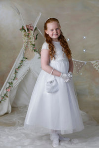 SALE COMMUNION DRESS Celebrations Girls White Communion Dress:- Snowflower Age 8 & 11