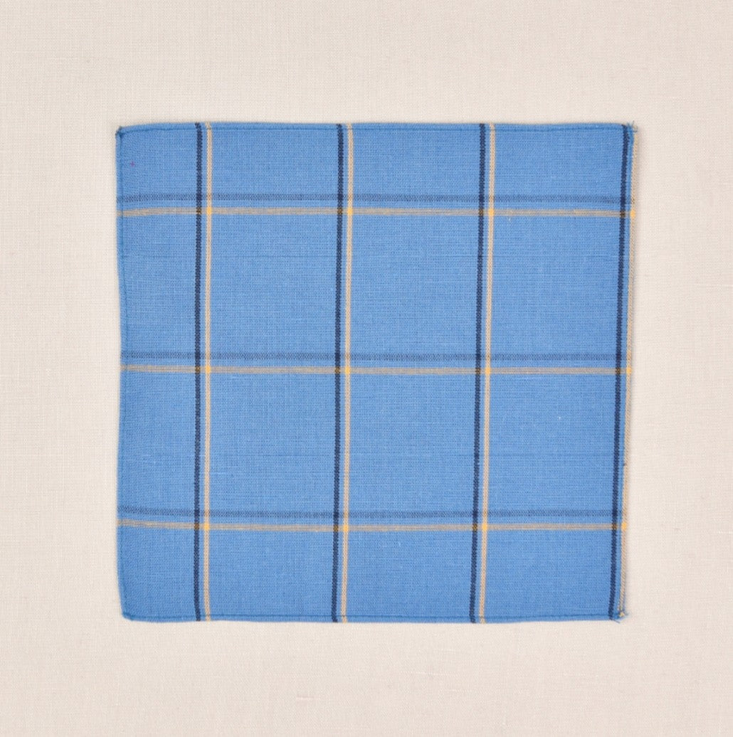 SALE One Varones Boys Pocket Square:- Pale Blue Check