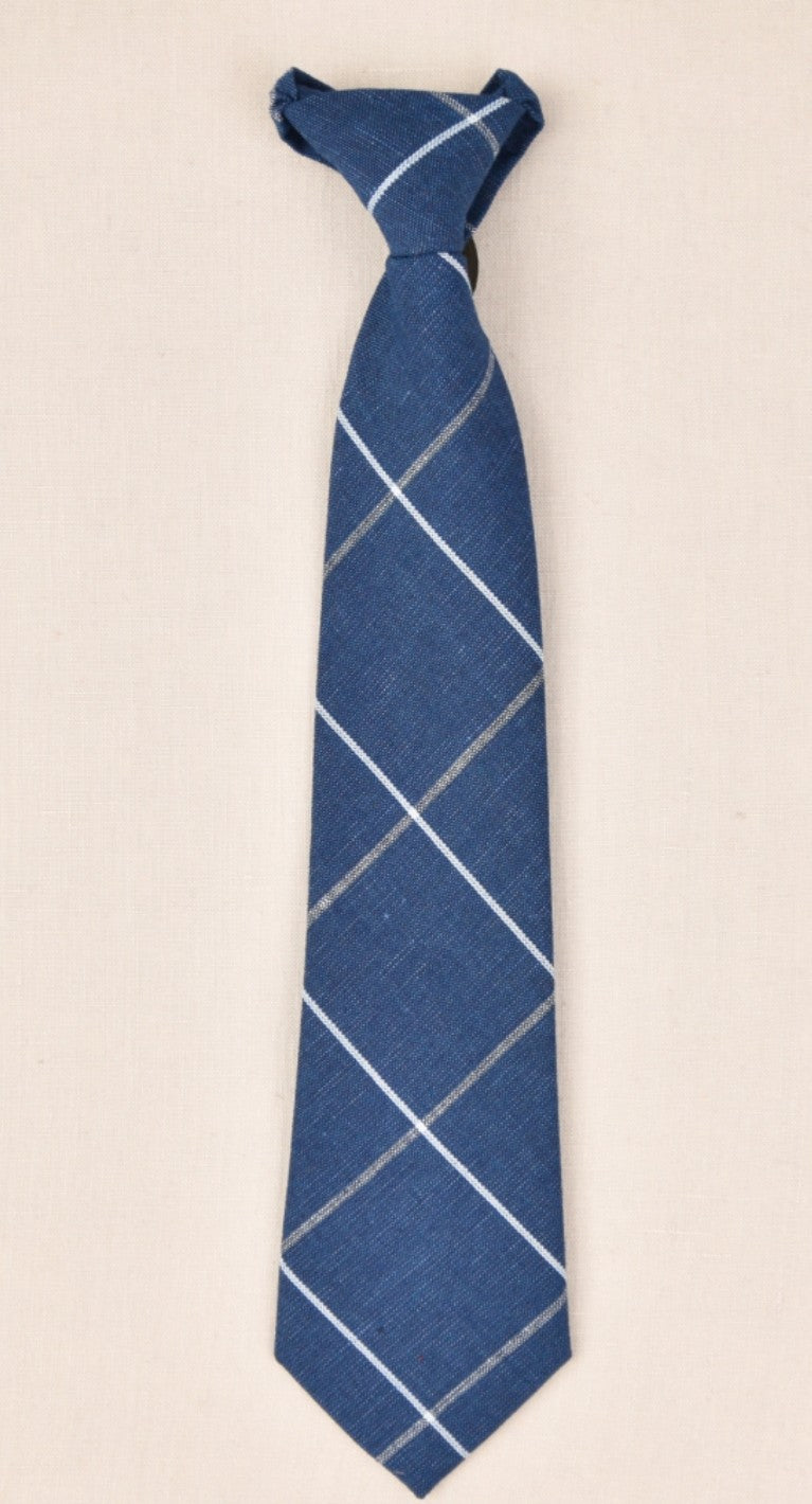 SALE One Varones Boys Tie:- Dark Blue Check