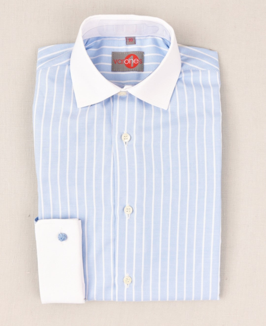 SALE One Varones Boys Blue Stripe Shirt With White Collar& Cuffs:-10-06111 02
