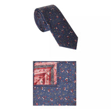 Load image into Gallery viewer, 1880 Club Boys Tie &amp; Pocket Square:- Navy &amp; Pink Floral
