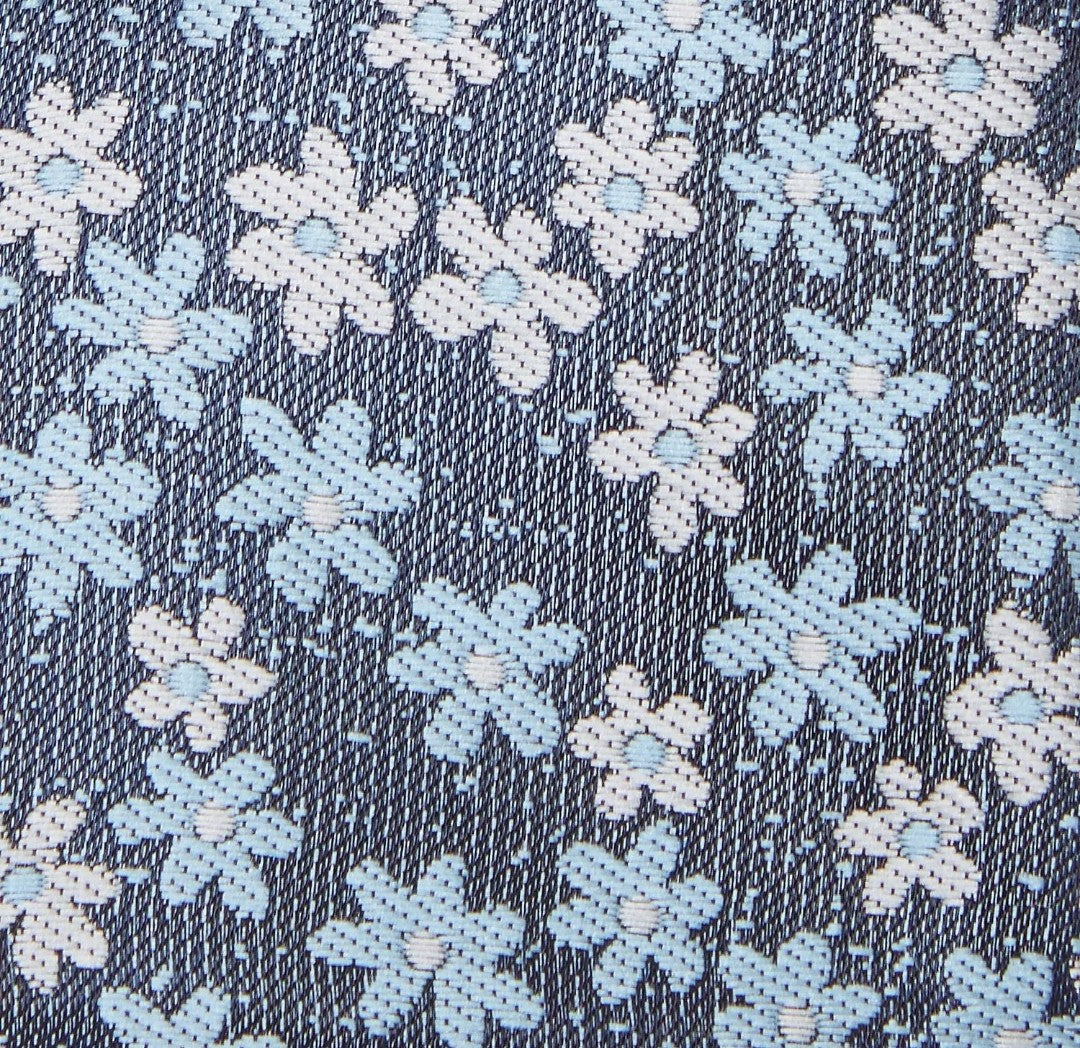 1880 Club Boys Tie & Pocket Square:- Blue Retro Floral