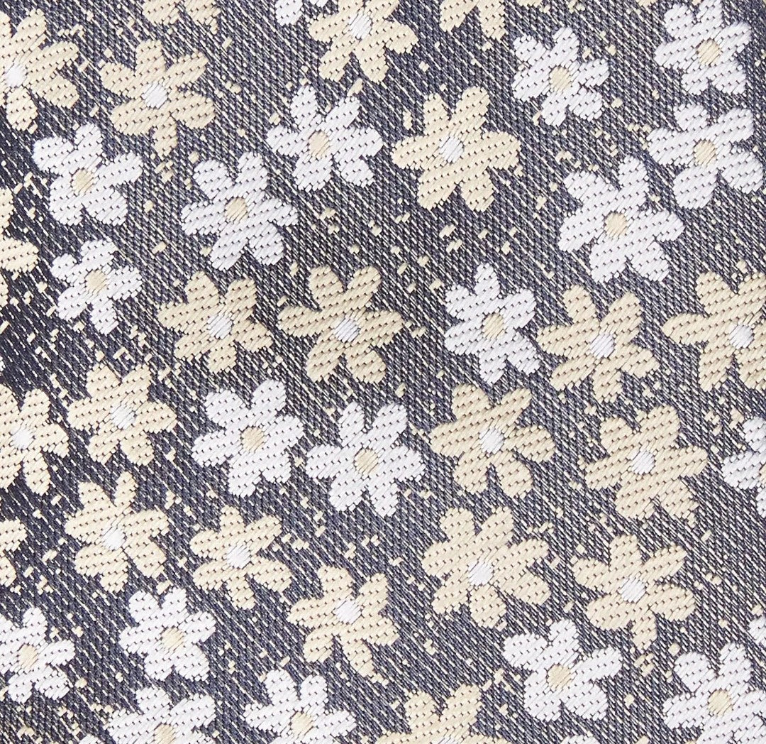 1880 Club Boys Tie & Pocket Square:- Brown & Gold Retro Floral