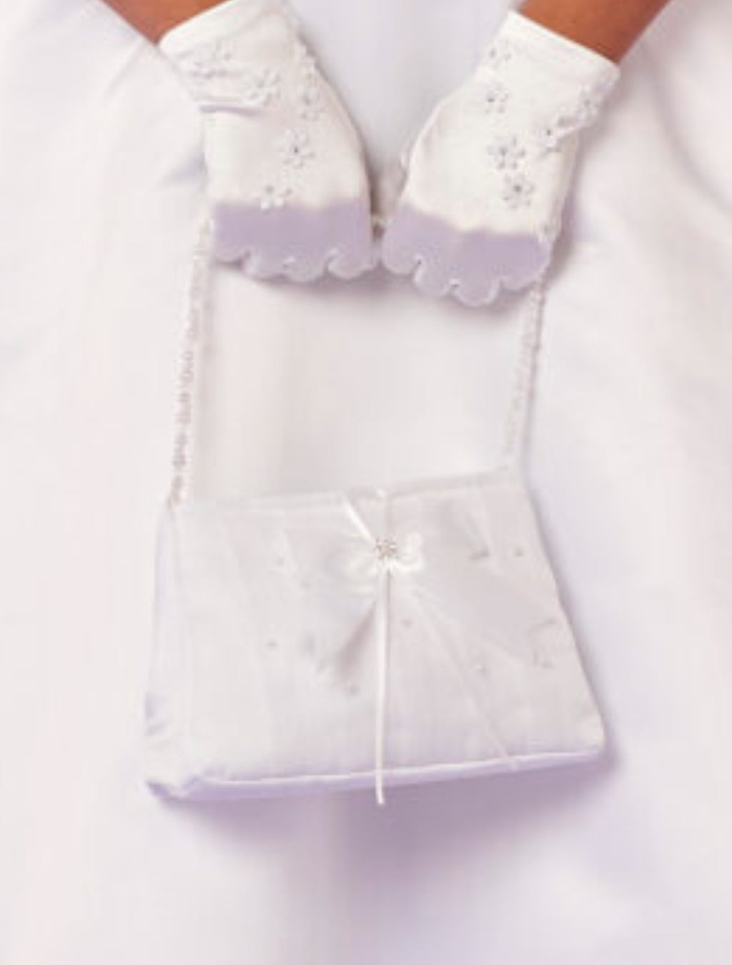 Peridot Girls White Communion Bag:- Ruby
