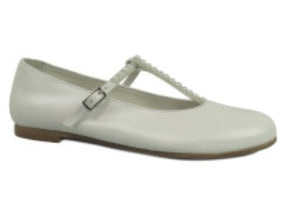 KINDLE Girls White Communion Shoe:- 8039 Pump
