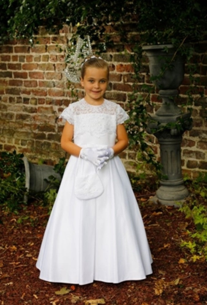 SALE COMMUNION DRESS Celebrations Girls White Communion Dress:- Laurel AGE 6 & 7