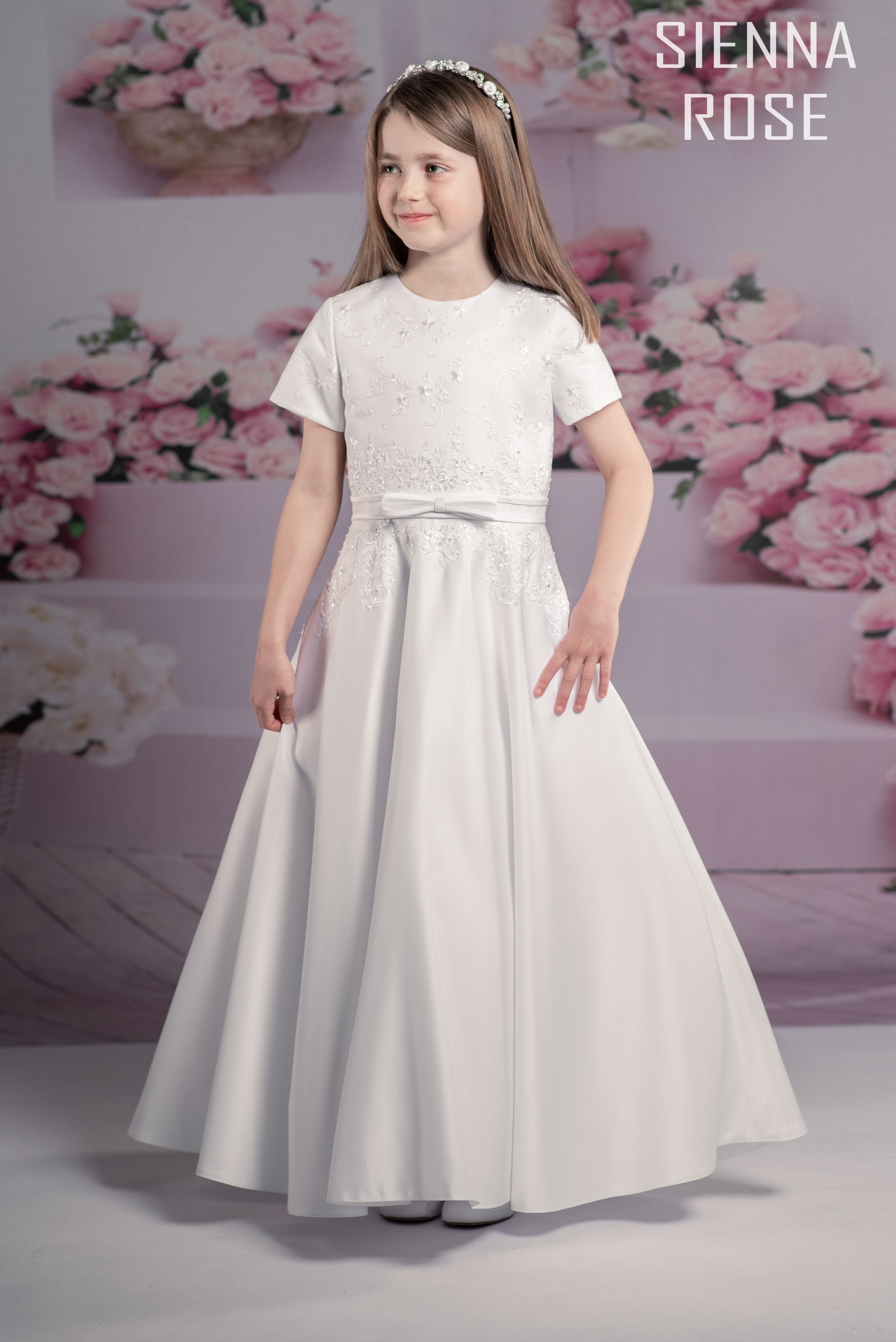 SALE COMMUNION DRESS Sienna Rose By Sweetie Pie Girls White Communion Dress:- SR704 AGE 8 & 9