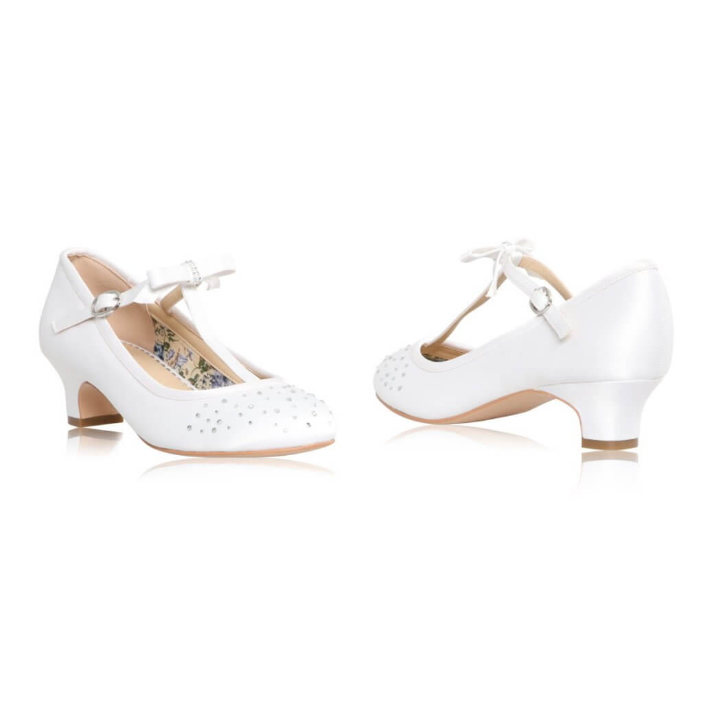 SALE SHOE Perfect Bridal White Communion Shoes:- Vickie Heel