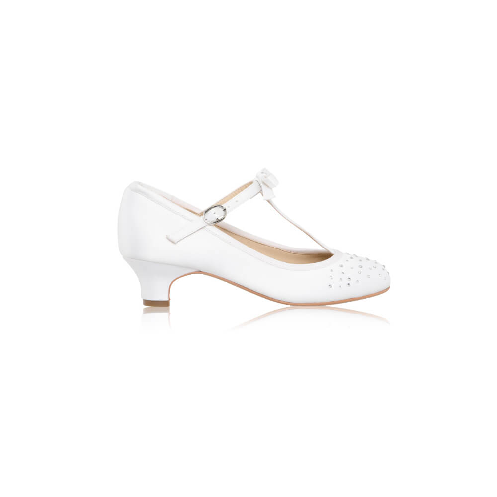 SALE SHOE Perfect Bridal White Communion Shoes:- Vickie Heel